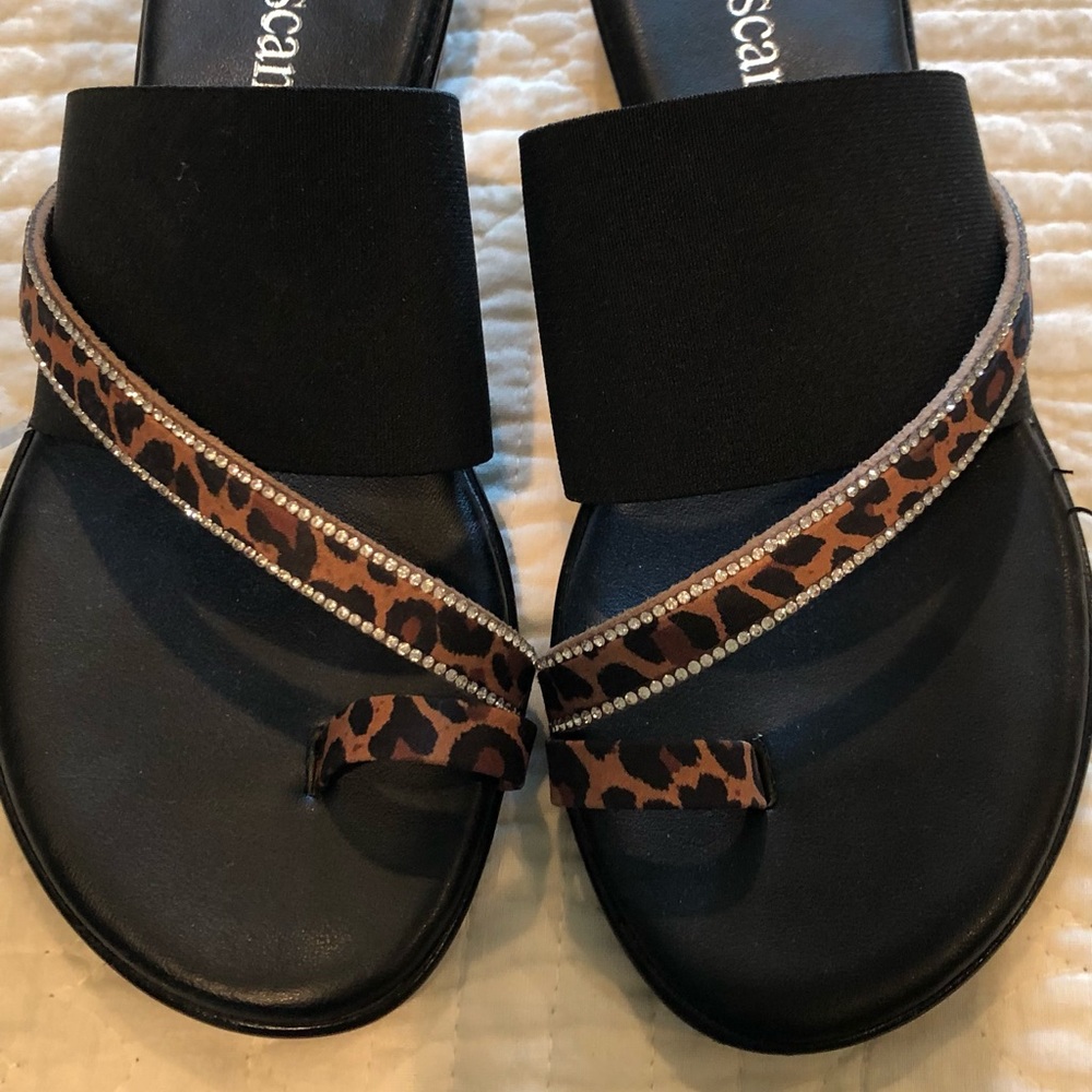Black and leopard print sandals